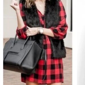 Madewell Buffalo Plaid Red & Black Check Dress Size XS